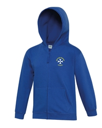 Royal Blue Embroidered Full Zip Hoodie 
