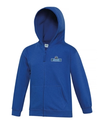 Royal Blue Embroidered Full Zip Hoodie 