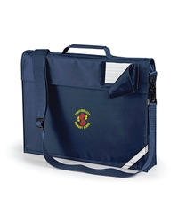 Navy Embroidered Expanding Book Bag + Strap 